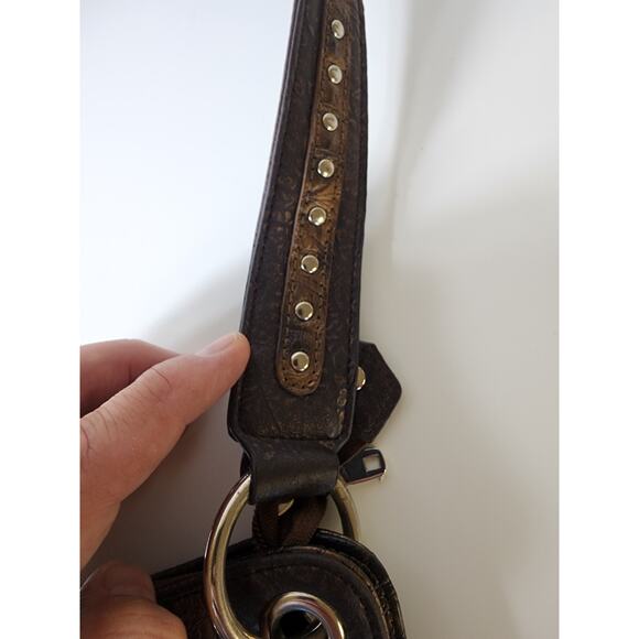 MC MARC CHANTEL Brown Leather Embossed Boho Western Hand Bag Shoulder Bag - Picture 3 of 8